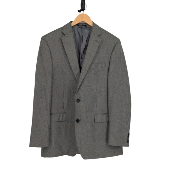 19925 Men's Lauren Ralph Lauren Houndstooth Blazer Gray size 42L preppy Business - Picture 1 of 10